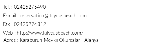 Lycus Beach Hotel telefon numaralar, faks, e-mail, posta adresi ve iletiim bilgileri